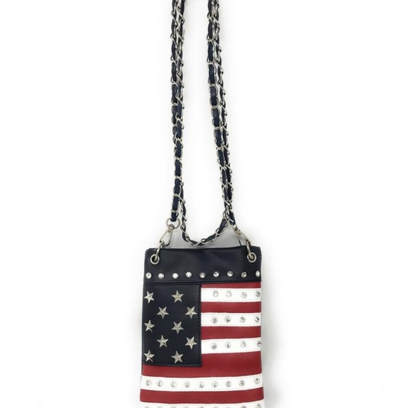 American Flag Mini Messenger Bag Crossbody Purse - Picture 2 of 3